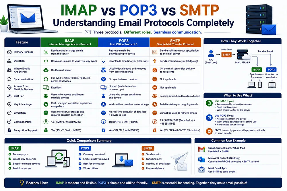 IMAP vs POP3 vs SMTP - Understanding Email Protocols Completely Webomatic